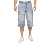 Jet Lag Herren 3/4 Cargo Jeans Shorts mit Seitentaschen Safety B Bleached L