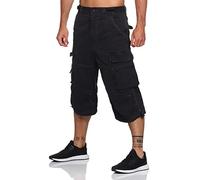 Jet Lag Herren 3/4 Cargo Shorts Safety B Kurze Hose mit Seitentaschen Black XXL