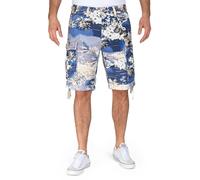 Jet Lag Herren Cargo Shorts 17-131 mit floralem Muster, Blue Flower, W31