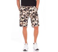 Jet Lag Herren Cargo Shorts 22-780 mit flachen Seitentaschen, Farbe:Black Flower, Größe:W34