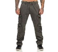 Jet Lag Herren Cargohose FW 011 Outdoor Seitentaschen Männerhose, Farbe:Dark Grey, L34, W36