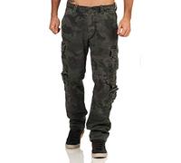 Jet Lag Herren Cargohose FW 011 Outdoor Seitentaschen Männerhose, Farbe:Green Camo, Bundweite:W33, Schrittlänge:L34