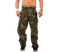 Jet Lag Herren Cargohose Hose 007 Loose-Fit Seitentaschen dark Camouflage M/30