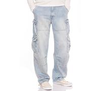 Jet Lag Herren Cargojeans 007 Relaxed Fit weites Bein, Farbe:Denim Bleached, Größe:L/34