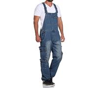 Jet Lag Herren Latz Jeans Overall A Lange Jeans-Hose Loose Fit Light Navy L