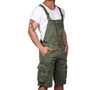 Jet Lag Herren Overall Shorts Kurze Latzhose Cargo-Style Capulet Olive 3XL