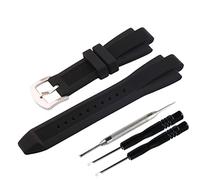 JETHENG Ersatz-Uhrenarmband aus Gummi, Breite 13 x 29 mm, für Michael Kors MK8295 MK8356 MK8380 MK9020, Schwarz (Schwarz/Silberschnalle)