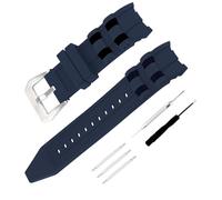 JETHENG Herren-Gummiarmband, kompatibel mit 26 mm Invicta Pro Diver 6977, 6978, 6981, für Damen, Outdoor, Arbeit, wasserdichtes Silikon-Uhrenarmband mit Schnalle (marineblaues Band, silberfarbene