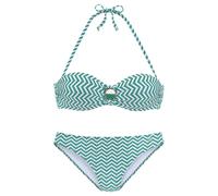 Bügel-Bandeau-Bikini JETTE, Damen, Gr. 40, Cup D, grün (grün, weiß), Polyamid, bedruckt, Bikini-Sets, mit Zier-Accessoires (58868934-40) grün, weiß