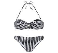 JETTE Bügel-Bandeau-Bikini Damen schwarz-weiß Gr.42 Cup D