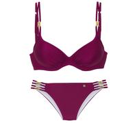 Bügel-Bikini JETTE "Giulia", Damen, Gr. 42, Cup D, lila (beere), Polyamid, leicht glänzend, Bikini-Sets, mit goldfarbener Glanzbeschichtung und Accessoires, Topseller (49230653-42) beere