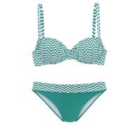 Bügel-Bikini JETTE, Damen, Gr. 36, Cup D, grün (grün, weiß), Polyamid, bedruckt, Bikini-Sets Bügel-Bikini, im trendigen Zick-Zack-Design (82094450-36) grün, weiß