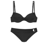 Bügel-Bikini JETTE, Damen, Gr. 42, Cup B, schwarz, Microfaser, Microfaser, Polyamid, unifarben, Bikini-Sets Bügel-Bikini, mit Zier-Accessoire (55662839-42) schwarz
