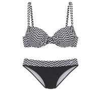 Bügel-Bikini JETTE, Damen, Gr. 44, Cup C, schwarz-weiß (schwarz, weiß), Polyamid, bedruckt, Bikini-Sets Bügel-Bikini, im trendigen Zick-Zack-Design (88248067-44) schwarz, weiß