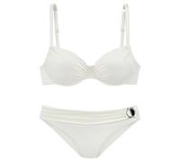 Bügel-Bikini JETTE, Damen, Gr. 38, Cup E, weiß, Microfaser, Microfaser, Polyamid, unifarben, Bikini-Sets Bügel-Bikini, mit Zier-Accessoire (24561859-38) weiß