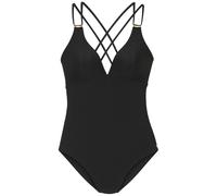 Badeanzug JETTE "Giulia", Damen, Gr. 34, Cup A/B, schwarz, Polyamid, leicht glänzend, Badeanzüge Badeanzug, mit goldfarbener Glanzbeschichtung und Accessoires (14621118-34) schwarz
