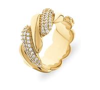 JETTE Damen-Damenring 925er Silber 102 Zirkonia 55, Gelbgold 32021376