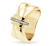 JETTE Damen-Damenring 925er Silber 13 Zirkonia 51, Gelbgold 32025585