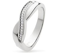 JETTE Damen-Damenring 925er Silber 25 Zirkonia 55, Silber 32025583