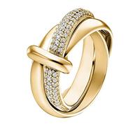 JETTE Damen-Damenring 925er Silber 62 Zirkonia 57, Gelbgold 32018217