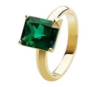 JETTE Damen-Damenring 925er Silber, recycelt 1 Smaragd 63 Gelbgold 32026237