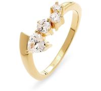 JETTE Damen-Damenring 925er Silber, recycelt 4 Zirkonia 55 Gelbgold 32027885