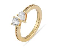 JETTE Damen-Damenring 925er Silber, recycelt Zirkonia 51, Gelbgold 32031739