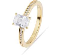 JETTE Damen-Damenring 925er Silber, recycelt Zirkonia 51, Gelbgold 32031742