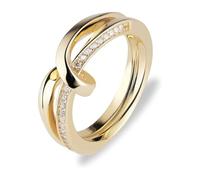 JETTE Damen-Damenring 925er Silber, recycelt Zirkonia 59, Gelbgold 32029958