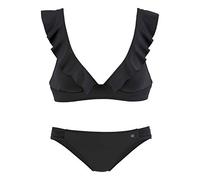 JETTE Triangel-Bikini, mit Volant 38, Cup C/D schwarz Damen Triangel-Bikinis Bikinis Damenbademode Triangel-Bikini 38, Cup C/D schwarz