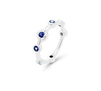 JETTE Damen-Damenring 925er Silber, recycelt 7 Farbstein 61 Silber 32027823