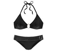 Triangel-Bikini JETTE Gr. 36, Cup C/D, schwarz Damen Bikini-Sets Ocean Blue mit edlen Zierringen (89580408-36)