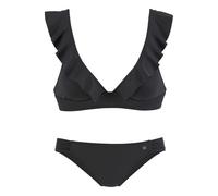 JETTE Triangel-Bikini, mit Volant 38, Cup A/B schwarz Damen Triangel-Bikinis Bikinis Damenbademode Triangel-Bikini 38, Cup A/B schwarz