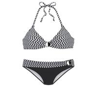 JETTE Triangel-Bikini Damen schwarz-weiß Gr.34 Cup A/B