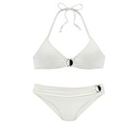 Triangel-Bikini JETTE, Damen, Gr. 40, Cup A/B, weiß, Microfaser, Microfaser, Polyamid, unifarben, Bikini-Sets Triangel-Bikini, mit Zier-Accessoires (36163869-40) weiß