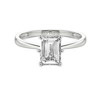 Jeulia 925 Silber Ring Für Damen Mädchen 1.55 ct Verlobungsring aus Sterlingsilber im Smaragdschliff Engagement Versprechen Jubiläum Bandringe (#3, 51(16.1))