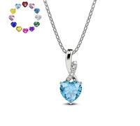 Jeulia 925 Sterling Silber Herzschliff Personalisierte Geburtsstein Halskette Twist Verstellbar Halskette für Frauen, Verlobung, Hochzeit, Geburtstag (Silber, 400+50 mm)