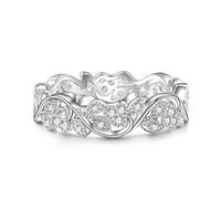 Jeulia Infinity Leaves Sterling Silber Ring Damen Für Damen Mädchen Herren Zirkonia Kristall Jubiläums Ewigkeitsring Verlobungsring Ewigkeitsringe mit Schmuckschatulle (Silber, 50(15.7))