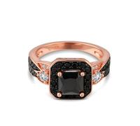 Jeulia Ring aus 925er Sterlingsilber Halo Prinzessin Schliff Valentinstag Versprechen Jubiläumsringe für Frauen und Mädchen mit Schmuckschatulle (Roségold, 54(17.3))