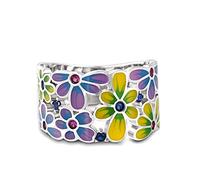 Jeulia Sterling Silber Promise Ring:Damen Mehrfarbig Emaille Blumen Band Smile Breiter Ring Diamant Verlobung Anniversary Schmuck Personalisierte Geschenk Box für Frauen Mädchen (57（18.1）, Bloom)