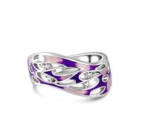 Jeulia Sterling Silber Promise Ring:Damen Mehrfarbig Emaille Blumen Band Smile Breiter Ring Diamant Verlobung Anniversary Schmuck Personalisierte Geschenk Box für Frauen Mädchen (61（19.4）, Queen)