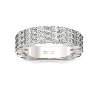 Jeulia Sterling Silber Ring Band: Baguette Cut Zirkonia Verlobungsring mit Weiße Diamant Damen Stein Schmuck für Frauen (59（19.0）, Classic)