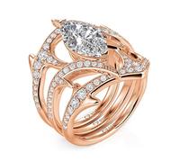 Jeulia x Leyla Damen Ringe Set Roségold Damenring Dornenbusch Blumenring mit Marquise Stein Stapelring Wasserfest Vergoldet Vorsteckring Austauschbar Silberring Schmuckset für Frauen (68(21.8))