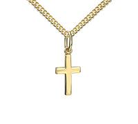 JEVELION 585 Gold-Kreuz-Anhänger 14 Karat / 14k für Damen, Herren und Kinder - Kettenlänge 60 cm.