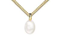 JEVELION 585 Gold-Perlen Anhänger Gold 585 Süßwasserperlen Damenschmuck Mit Panzerkette - Kettenlänge 60 cm.