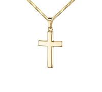 JEVELION Anhänger Kreuz 585 Gold-Kreuz 14 Karat für Damen, Herren und Kinder Kreuzanhänger Kettenanhänger in gewölbter Form + Schmuck-Etui mit Kette 55 cm