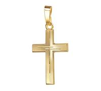 JEVELION Anhänger-Kreuz mit Diamantschliff in Kreuz Goldkreuz für Damen, Herren und Kinder als Kettenanhänger 585 Gold 14 Karat mit Schmuck-Etui