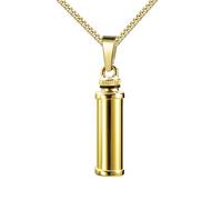 JEVELION Asche Anhänger 585 Gold Ascheschmuck zum Befüllen oval Ascheanhänger mit Halskette Mit Medaillonkette 925 Silber vergoldet - Kettenlänge 60 cm.