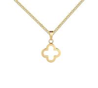 JEVELION Damenkette mit Anhänger Kleeblatt 333 Gold Glücksanhänger Goldschmuck für Damen. Mit Halskette 925 Silber vergoldet - Kettenlänge 55 cm.