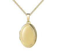 JEVELION Fotomedaillon Foto Medaillon für 2 Bilder 585 Gold 14 Karat Bilder Amulett oval zum Öffnen für Damen mit Kette und Schmuck-Etui Mit Medaillonkette 925 Silber vergoldet - Kettenlänge 60 cm.
